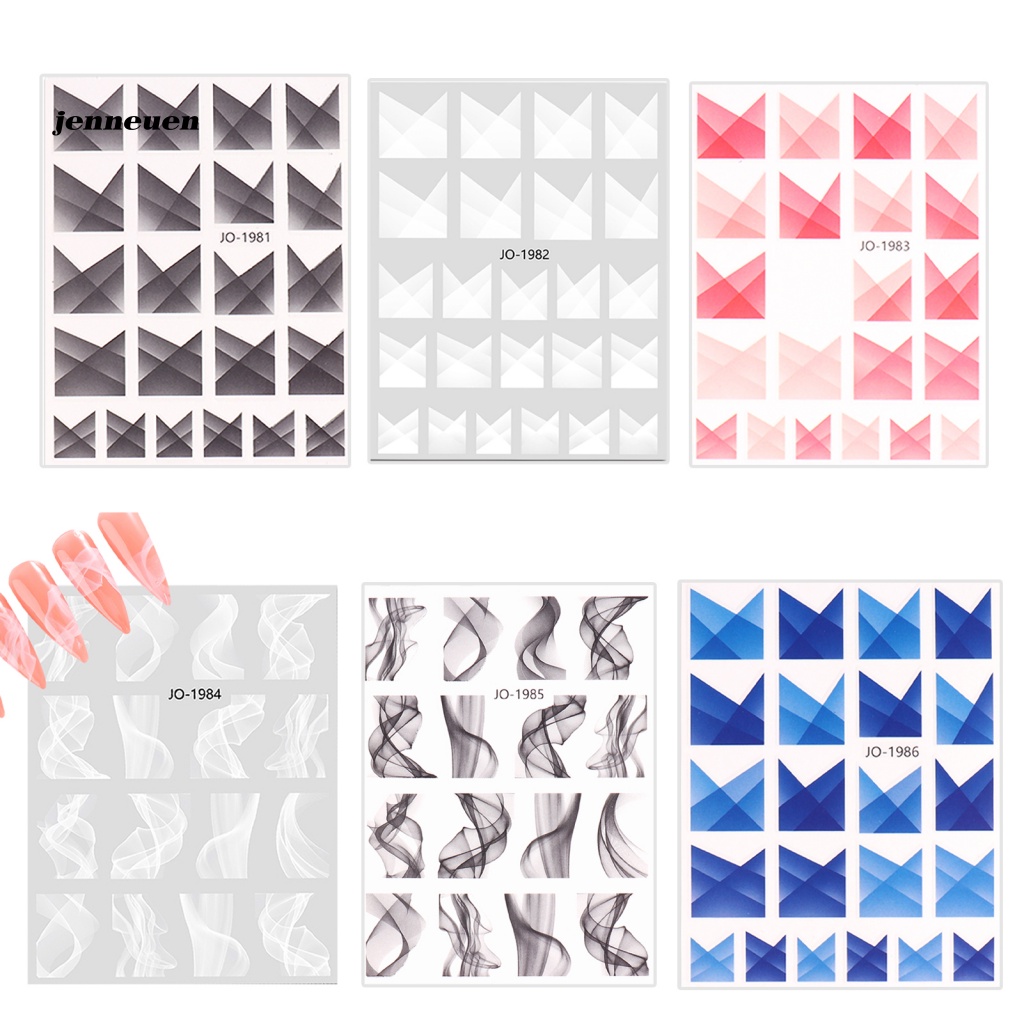 Nhãn Dán Móng Tay Nhiều Màu Sắc Họa Tiết Hình Học Siêu Mỏng