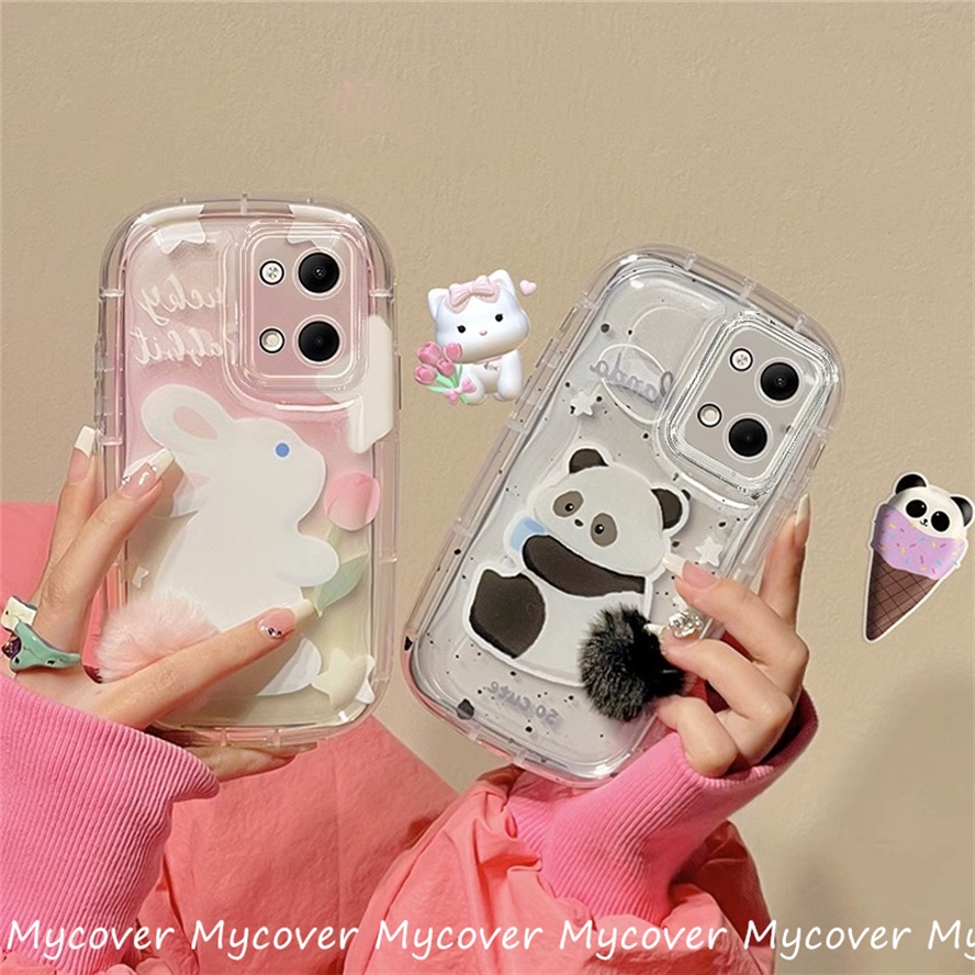 Ốp Điện Thoại Silicon Mềm Trong Suốt Hình Thỏ / Gấu Trúc 3D Cho iPhone 11 12 13 14 Pro Max X Xr Xs 8 7 6 Plus SE 2020