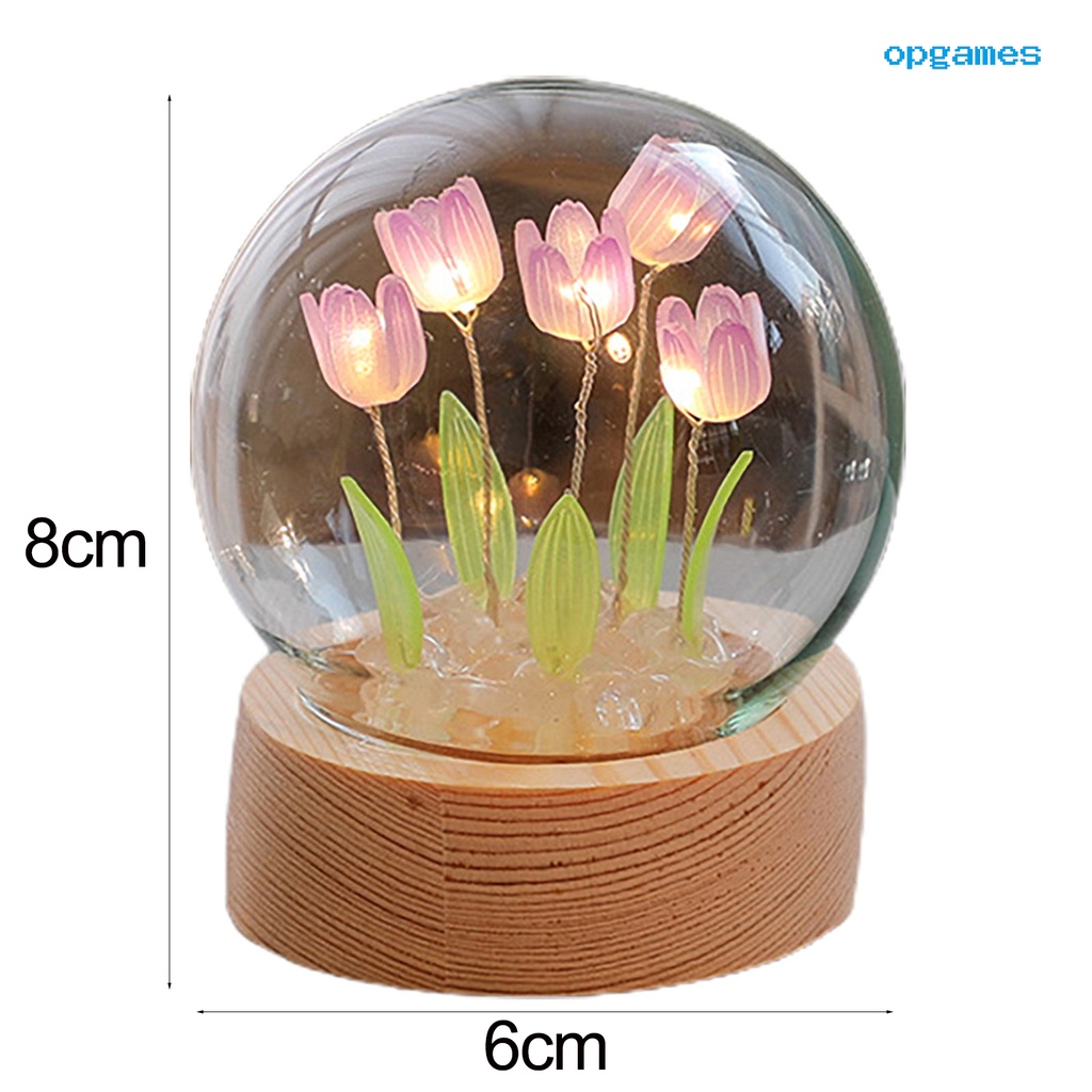 1 Bộ Đèn Ngủ Đế Gỗ Mềm Hình Hoa Tulip Dễ Lắp Đặt