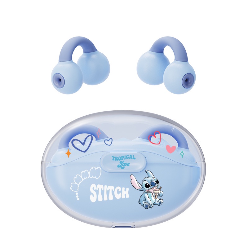 Tai Nghe Không Dây Bluetooth 5.3 XD06 Dạng Kẹp Trong Suốt Hình Disney Dễ Thương Giảm Tiếng Ồn Hình Gấu Dâu Tây Gấu Lotso Mickey Minnie Stitch Thiên Thần Pin