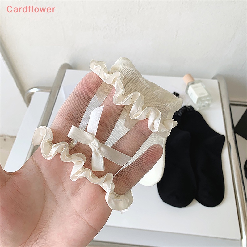 1 Đôi Tất Cotton Mỏng Phối Ren Thoáng Khí Đính Nơ Phong Cách Lolita Mới