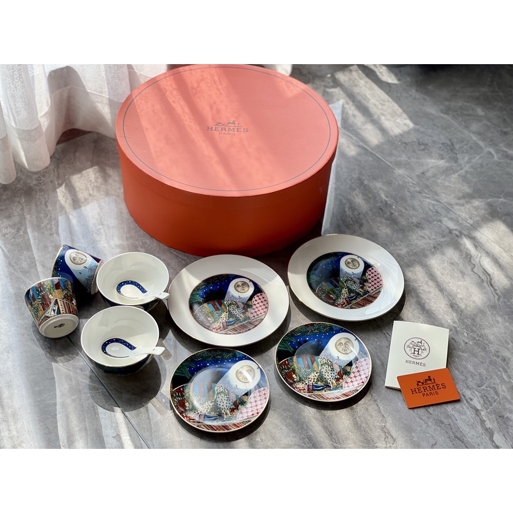 ⭐️😍Bộ 10 Món Chén Đĩa + Đĩa + Muỗng Hermes Midsummer Night 'S Dream Series Cao Cấp