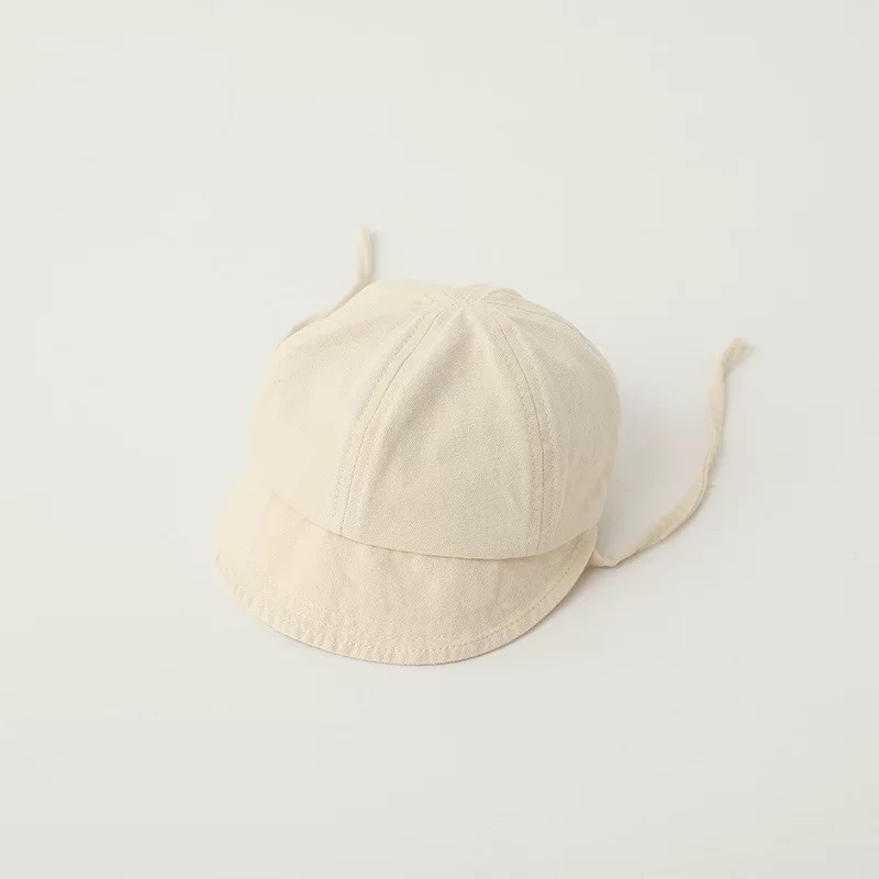 Nón Vành Cotton Mềm Mại Màu Trơn Chống Gió Có Dây Thừng Kiểu Hàn Quốc Cho Bé