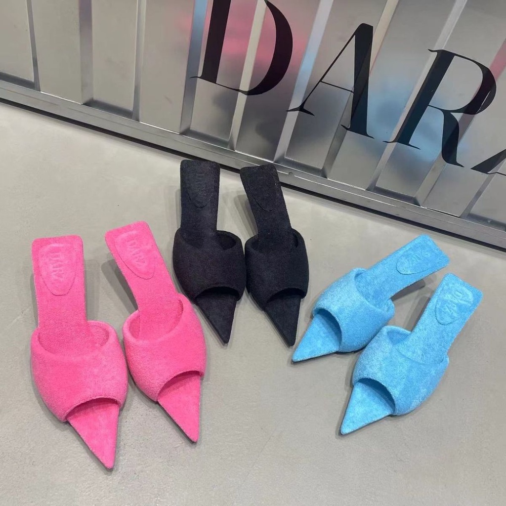 Dép Cao Gót Da Lộn Mũi Nhọn Chống Trượt Thời Trang Pháp Quý Phái Dành Cho Nữ 02667