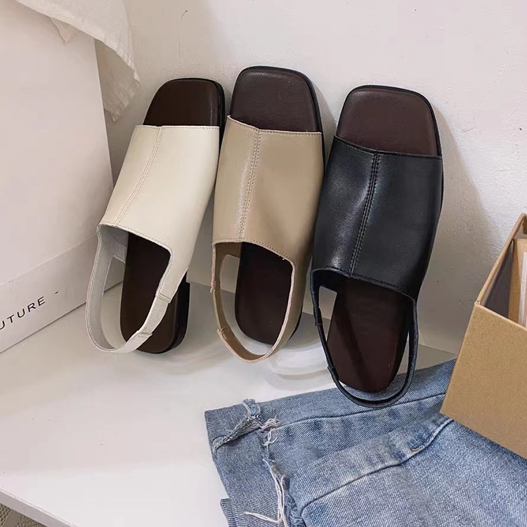 Dép Sandal Hở Mũi Đế Bằng Phong Cách retro Thời Trang Cho Nữ