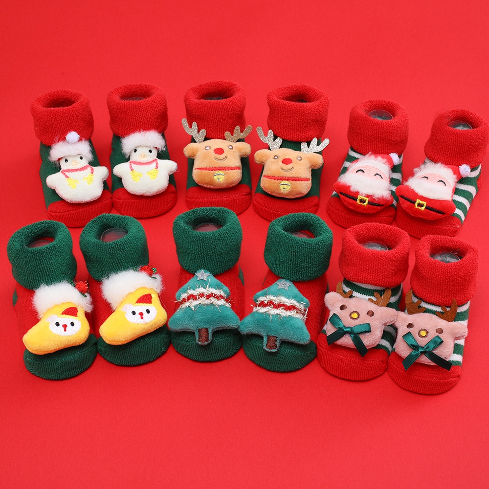 Vớ Cotton Chống Trượt In Họa Tiết Giáng Sinh Dành Cho Trẻ Sơ Sinh