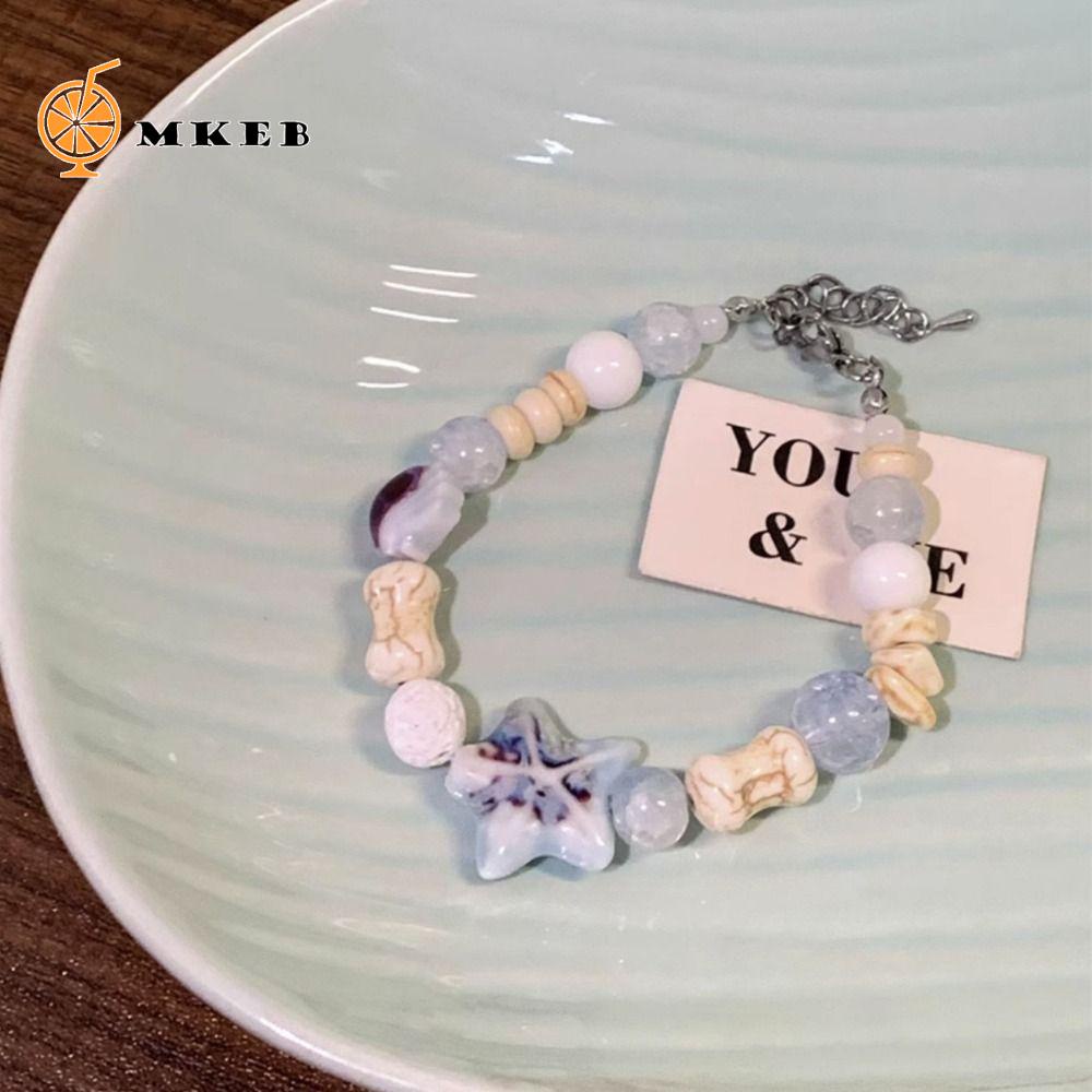 Mkeb Vòng Tay Chuỗi Hạt Gốm Sứ Mắt Mèo Đính Đá Mắt Mèo Phong Cách Hàn Quốc Dành Cho Cặp Đôi
