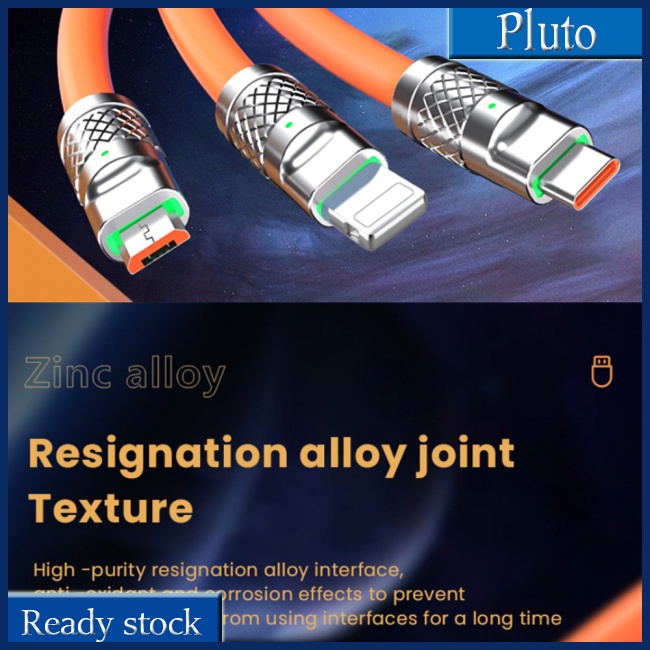 Dây Cáp Sạc Nhanh 6A 120W Usb 8-pin 3 Trong 1 Cho Iphone Micro Usb Type-C