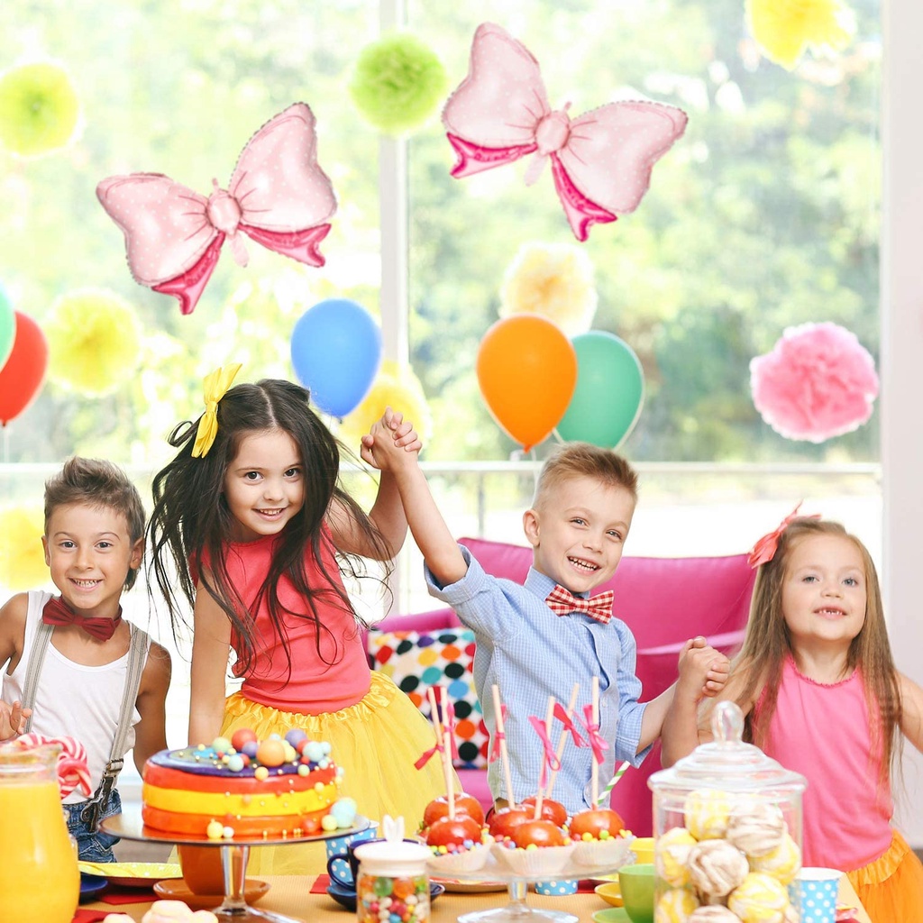 Set 5 Bong Bóng Lá Nhôm Hình Nơ 33 inch Trang Trí Tiệc Sinh Nhật Đám Cưới