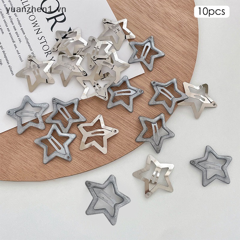 Set 10 Kẹp Tóc Hình Ngôi Sao 3cm Bằng Kim Loại Thời Trang Cho Nữ