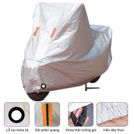Bạt Phủ Xe Máy, Bạt Trùm Xe Máy Vải Dù Tráng Nhôm 3 Lớp, Có Lớp Lót Chống Xước Xe mẫu 2023