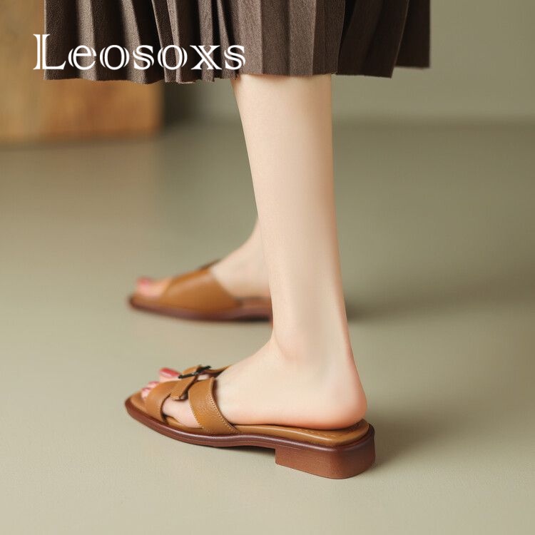 Dép LEOSOXS 072418 B28G14F 36Z230909 đế cao chống trượt thời trang cao cấp dành cho nữ
