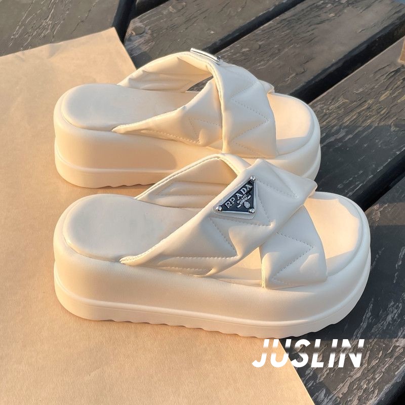 JUSLIN dép sandal nữ dép bánh mì đế cao thời trang 2023 NEW 072408