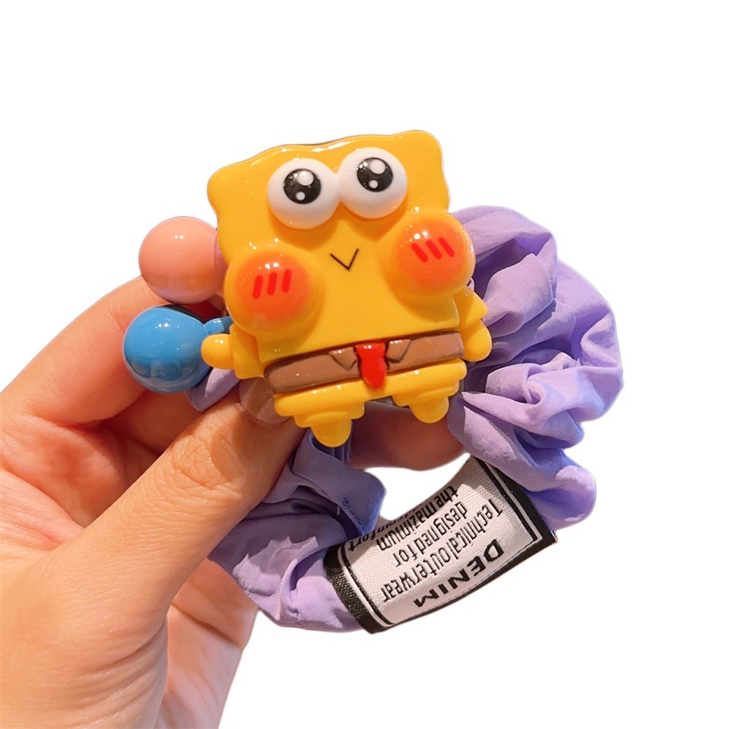 2023 cartoon ponytail scrunchy hair band spongebob squarepants cao su