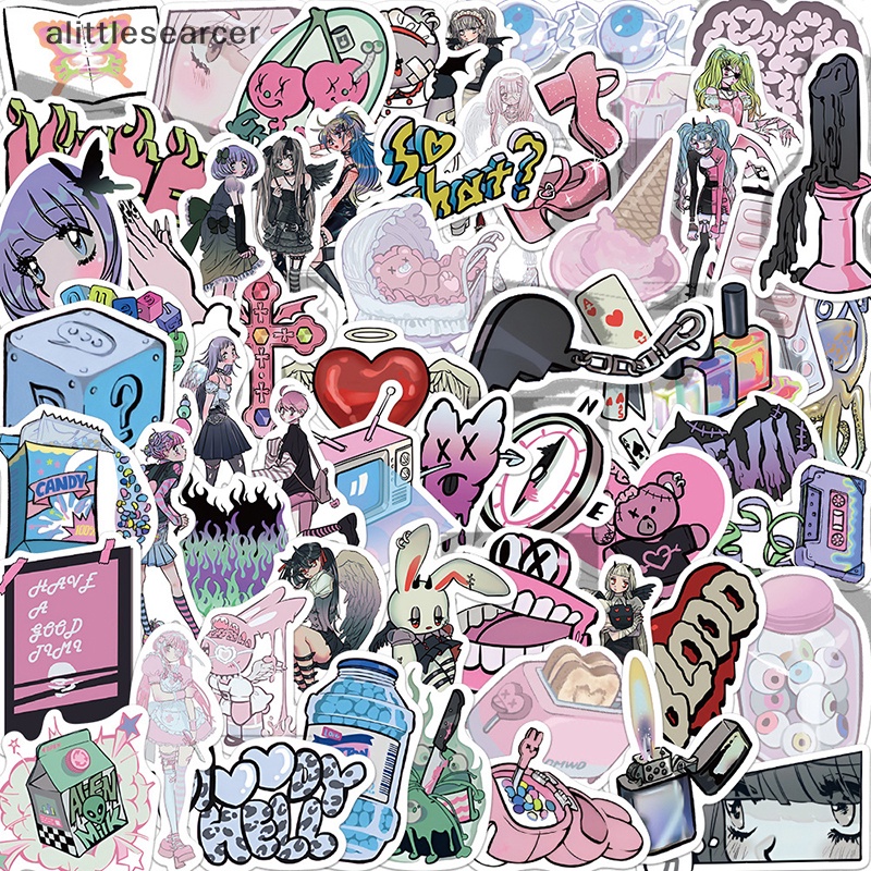 Bộ 60 Sticker Dán Trang Trí Laptop / Điện Thoại Y2K Domi Phong Cách Gothic Dễ Thương