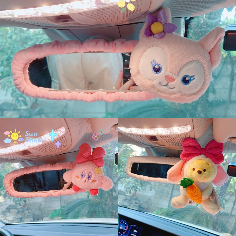 Women's Car Rearview Mirror Cover Electric Car Rearview Mirror Decoration Cute Safety Belt Shoulder Pad Rear Mirror Cover N2BC