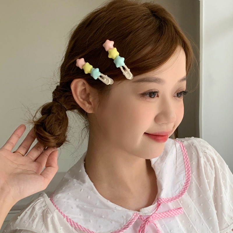Kẹp Tóc Hình Ngôi Sao Màu Kem Y2K Phong Cách Hàn Quốc Ngọt Ngào Cho Nữ