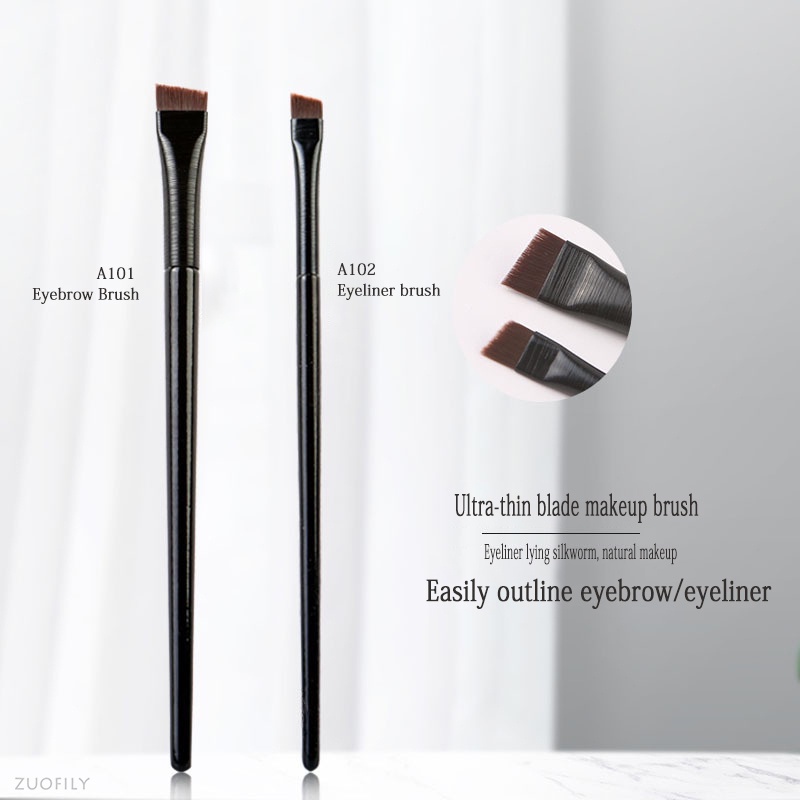 : Còn hàng mới 2 cái / bộ brow contour brush eyebrow eyeliner brush portable small angled eyebrow liner brush women makeup cosmetic tools
