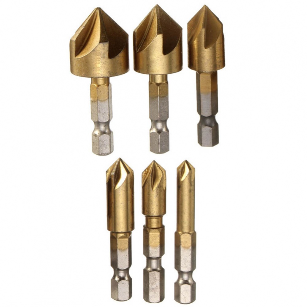 Mũi Khoan 90 Độ Bằng Kim Loại Màu Vàng Đồng 1 / 4Inch 5 Rãnh