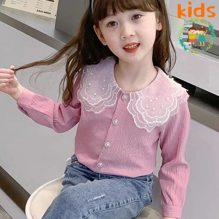 Áo Sơ Mi Cotton Tay Dài Phong Cách Phương Tây Thời Trang Xuân Thu Dành Cho Bé Gái 3-5 - 8-10 - 12-13 Tuổi
