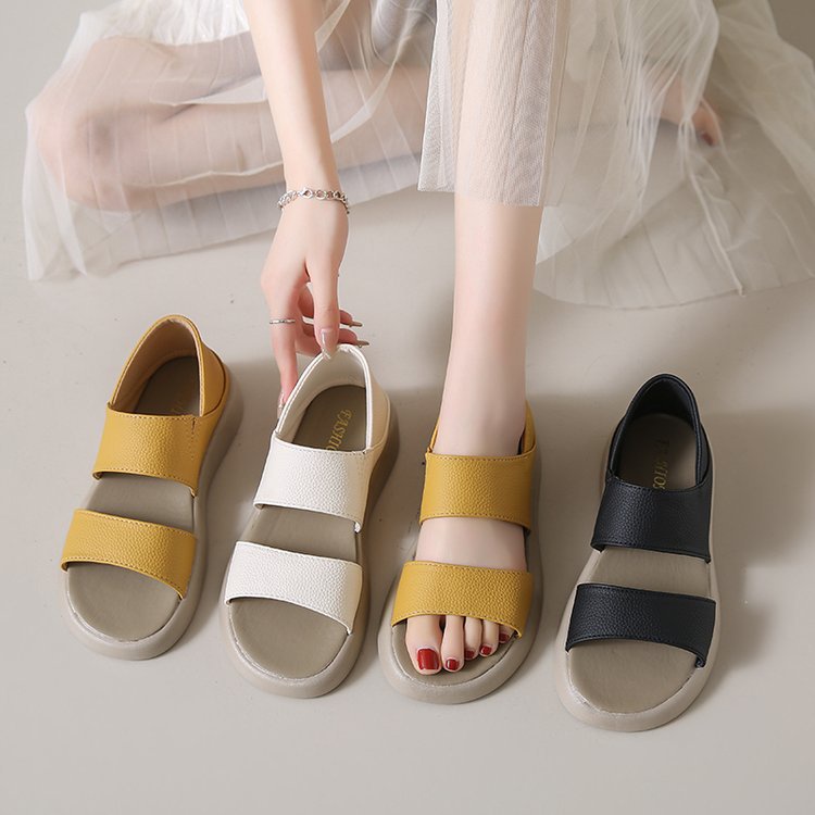 Giày Sandal Đế Mềm Hai Lớp Thời Trang Đi Biển Phong Cách Roman Cho Nữ