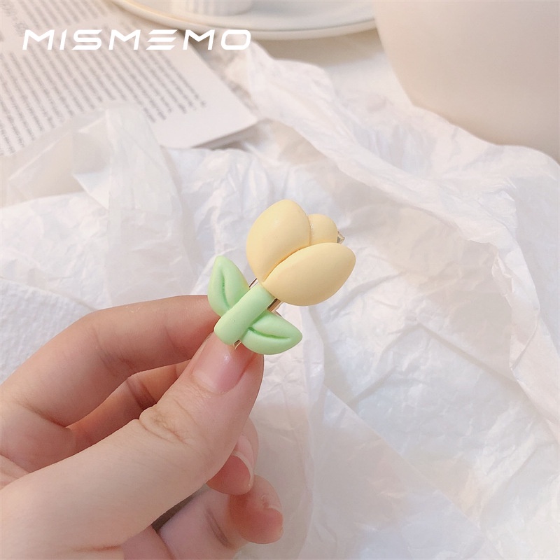 Kẹp Tóc Mái Mặt Nhám Hình Hoa Tulip Màu Sắc Ngọt Ngào Cho Nữ