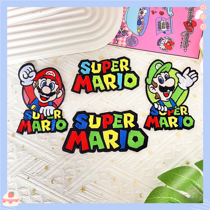 ♚ Nhân Vật Super Mario Bros.- Sticker Ủi Thêu Hình Trò Chơi Hoạt Hình ♚ 1 Sticker Ủi Thêu Hình Huy Hiệu