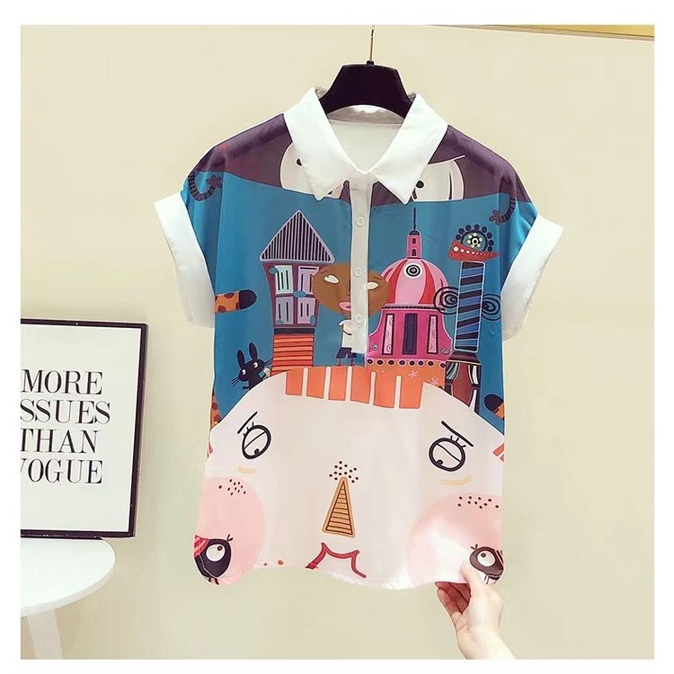 Áo Sơ Mi Ngắn Tay In Hình Nữ Plus Size C11291