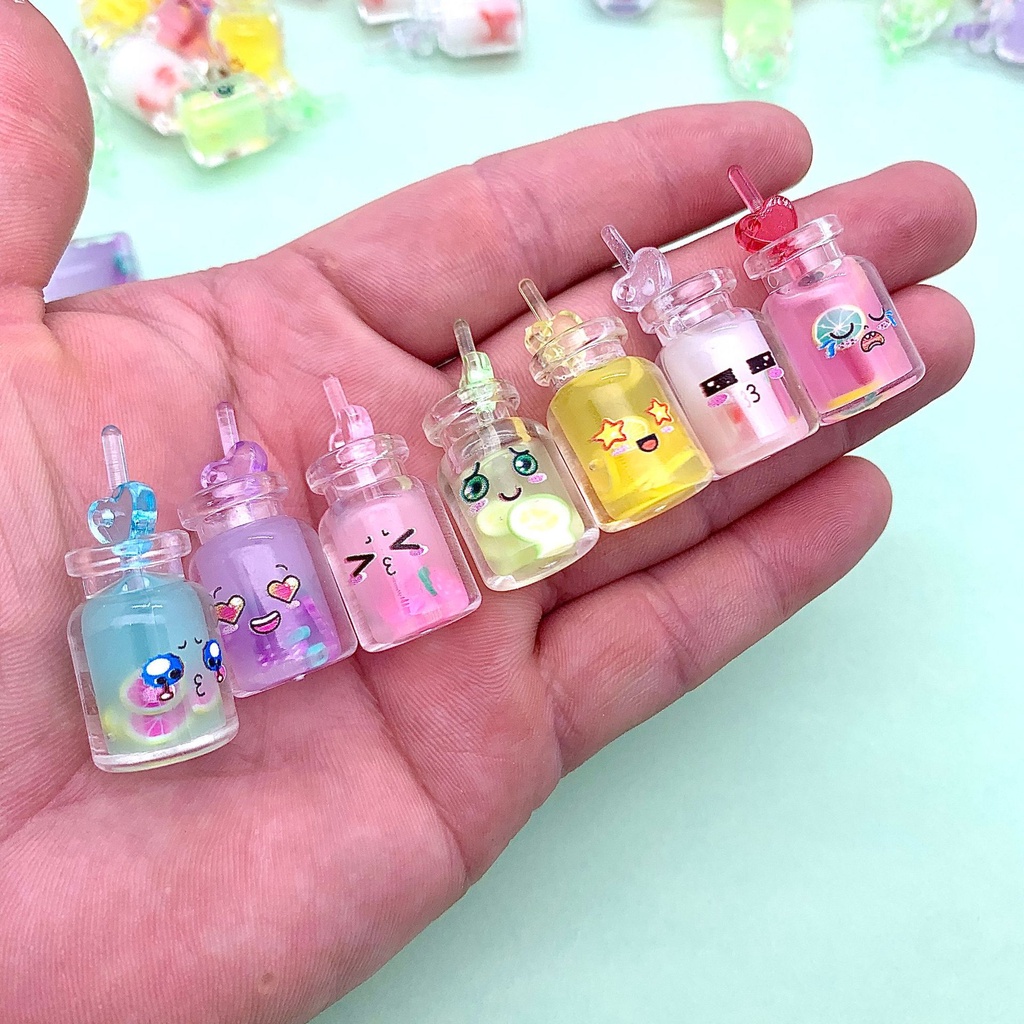 10 Chiếc Luminous Emoji Chai Trái Cây Nhựa Quyến Rũ Cho DIY (6-250)
