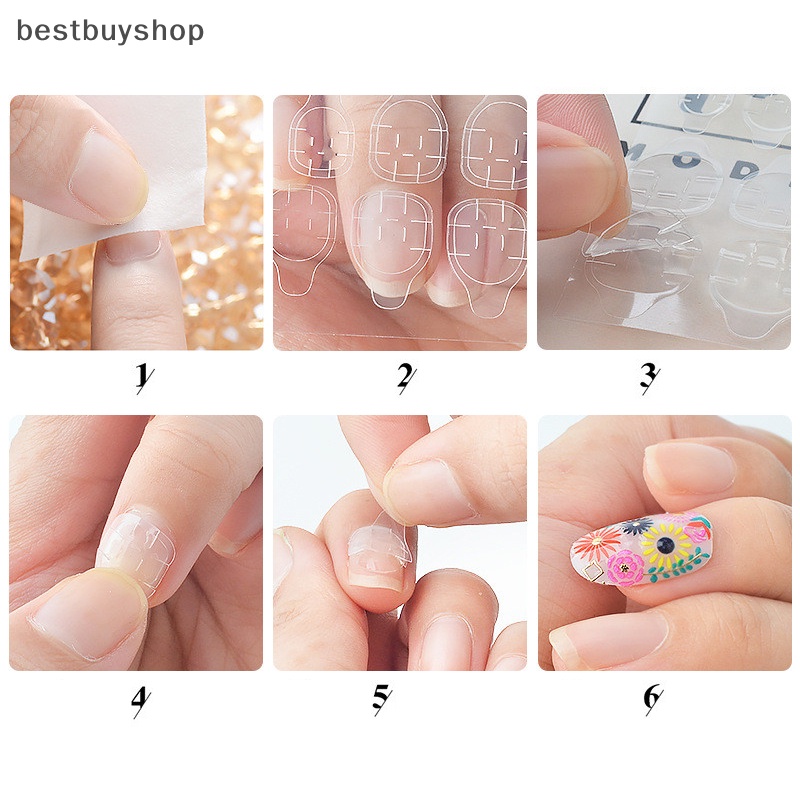 Cửa hàng tốt nhất 10 tờ / 240 cái hai mặt giả nail art keo dán băng keo tự làm mới