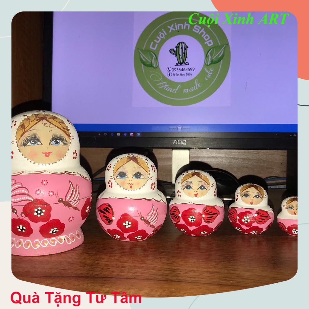 Búp bê gỗ (set 5 con lồng vào nhau) vẽ theo yêu cầu quà tặng ý nghĩa độc đáo