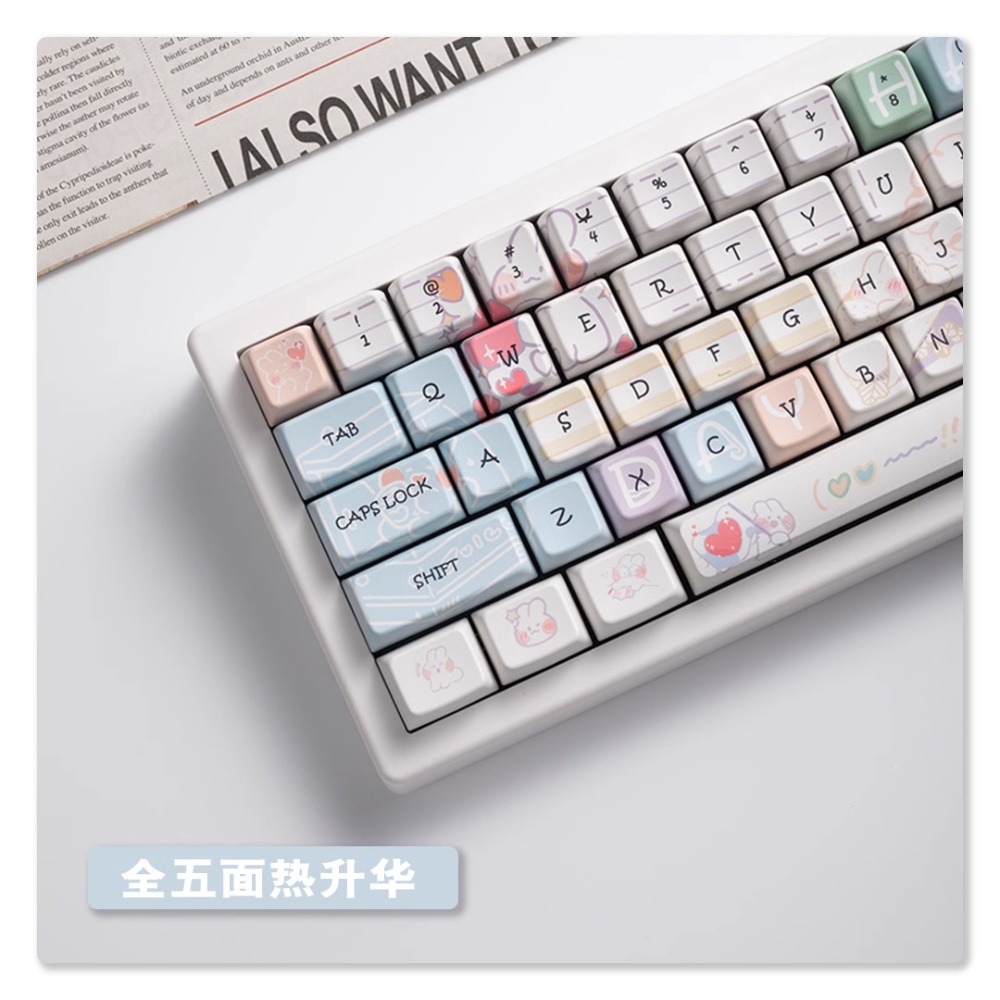 Thỏ Keycaps MDA Profile Hoạt Hình Hình Minh Họa PBT Dye Sub Bàn Phím Cơ Keycap