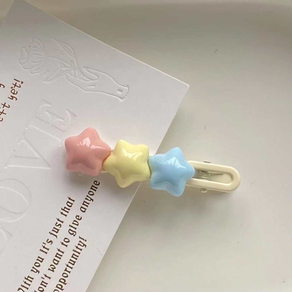 Kẹp Tóc Ngôi Sao Năm Cánh Màu Hồng Tương Phản Phong Cách Hàn Quốc Dễ Thương