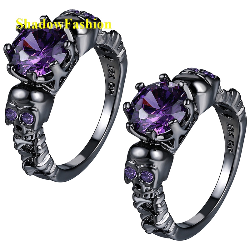 Sf Nhẫn Hình Đầu Lâu Màu Vàng Đen Phong Cách Gothic Cổ Điển Cho Nam Và Nữ