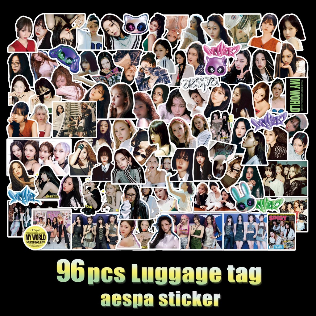 50-96 cái / bộ aespa album mới my world photo print stickers máy tính xách tay hành lý điện thoại diy trang trí nội thất mùa đông karina ningning giselle kpop stickers