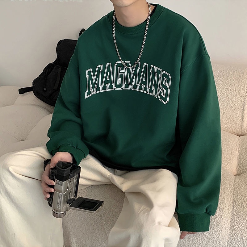 Nam mỹ phong cách retro áo sơ mi thời trang đáy áo khoác có mũ trùm đầu cổ tròn oversize