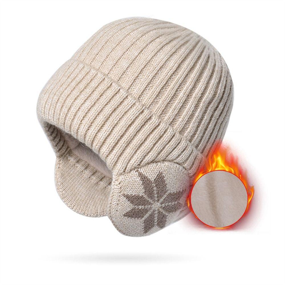 Okdeals Mũ Len Dệt Kim Dày Dặn Mềm Mại Màu Trơn Che Tai Chống Gió Thời Trang unisex