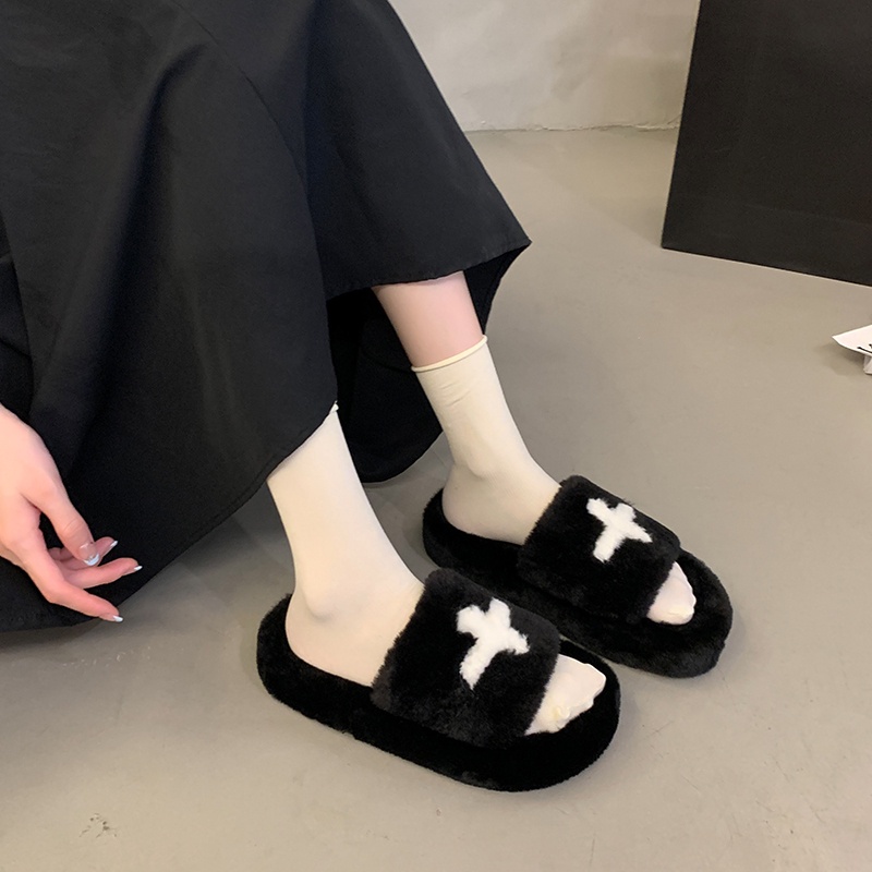 Dép bông ATIKOTA đế dày mềm mại nhẹ nhàng đi trong nhà ngoài trời cho nữ