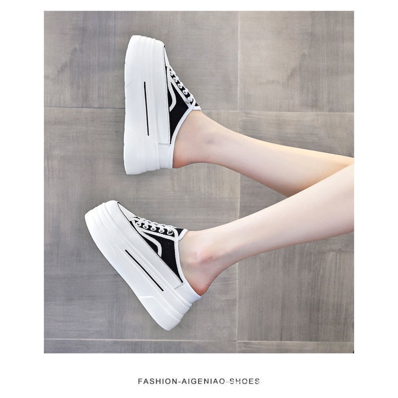 Giày Sục Thể Thao Nữ Đạp Gót, Giày thể thao nữ không gót chân 5cm giày bánh mì