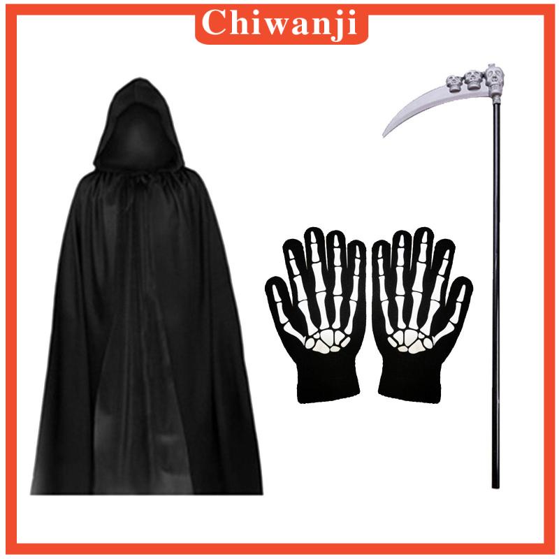Trẻ em halloween grim reaper trang phục trùm đầu áo choàng đen cho chương trình cosplay