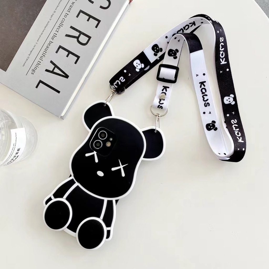 Oppo a95 a94 a93 a92 a72 a55 a54 a74 a5s a3s a16 a17k a12 a15 a53 a33 a31 a57 a77 a96 a98 a73 a5 a9 a78 dễ thương bạo lực gấu xu hướng phong cách thiết kế độc đáo vỏ điện thoại di động silicon mềm