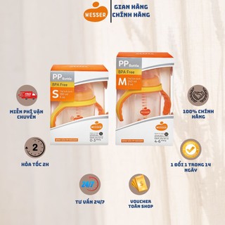 Bình sữa cổ rộng pp wesser 180ml/260ml ..
