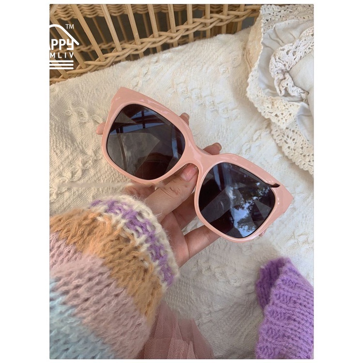HAPPY HOMLIV Kính Mát Gọng Vuông Nhỏ Che Nắng Cho Nữ Dopamine Barbie