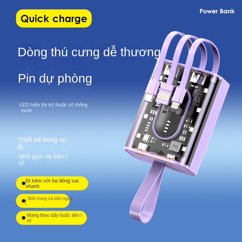 Pin Sạc Dự Phòng 20,000mAh Trong Suốt Tùy Chỉnh Hình Thú Cưng Dễ Thương Phong Cách Punk Mecha Lff0807