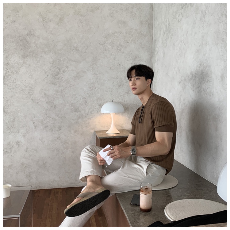 Áo Sweater Cổ Tròn Dáng Rộng Màu Sắc Đơn Giản Thời Trang Mùa Hè 2023 Cho Nam