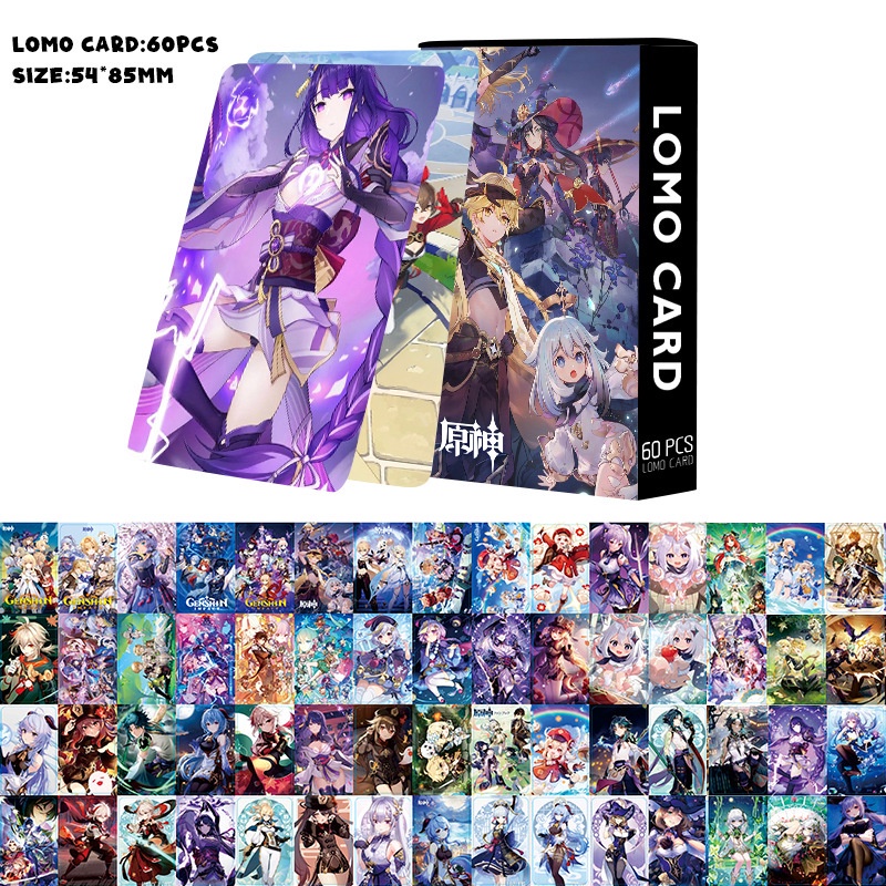 Genshin IMPACT Photocard Lomo Card Anime Collectibles 60 cái / hộp