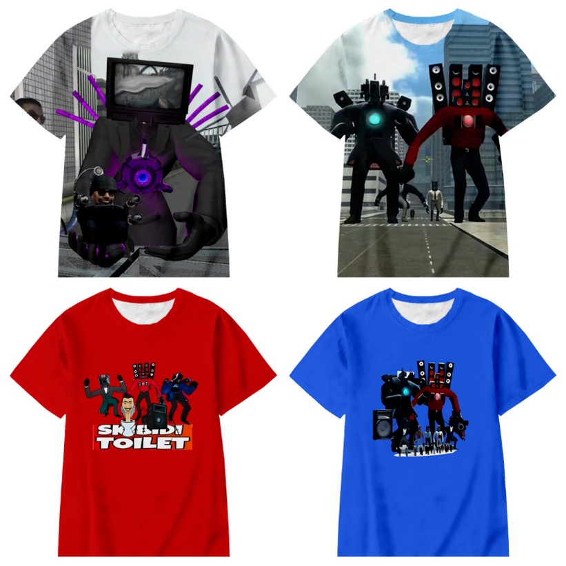 Sqt skibidi toilet tshirt tay ngắn trò chơi 3d shirt top unisex cosplay tee fashion tv man speakerman minitor man plus