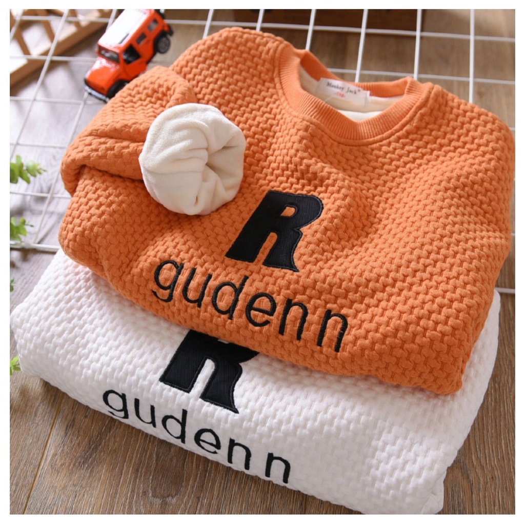 Áo len lông cừu bé trai mùa thu và mùa đông 2030 thêu mới phiên bản hàn quốc của áo len trẻ em one-piece dày dặn của trẻ em