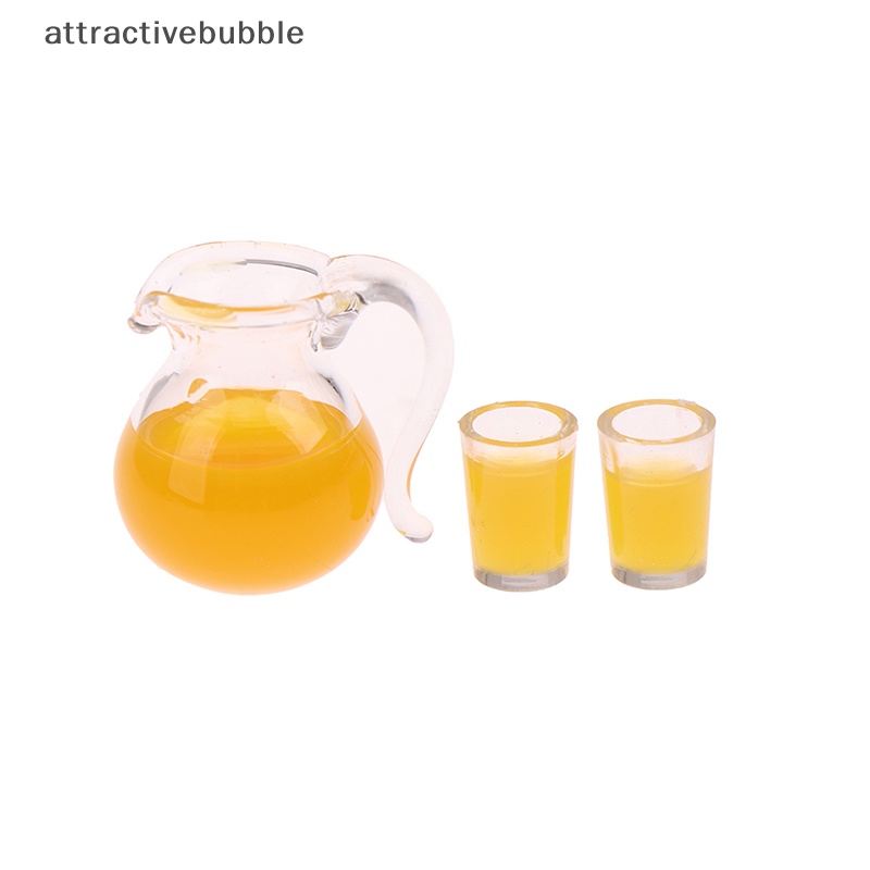 Atvn 3 cái / bộ 1:12 dollhouse miniature drink cup orange juice jug model kitchen decor martijn