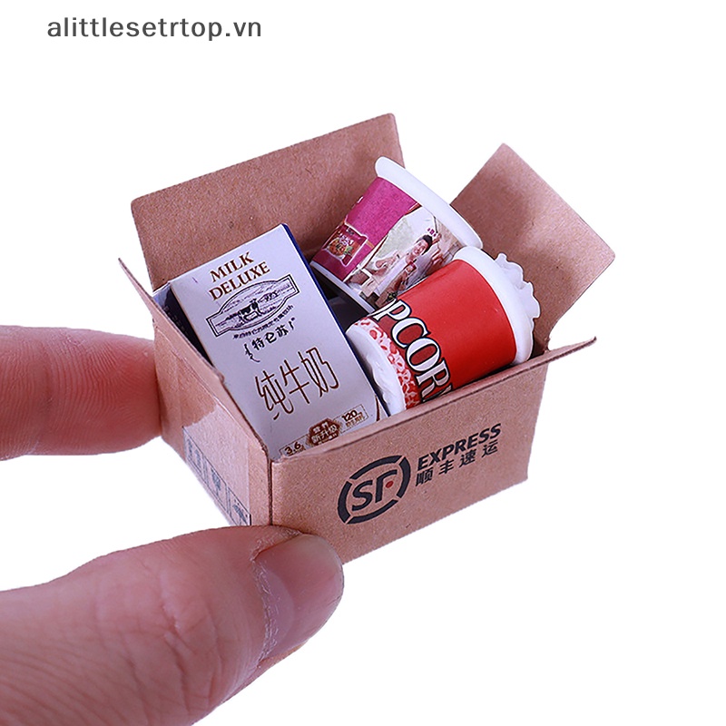 Alittlesetrtop dollhouse miniatures package mini express box food chai modle toys giả vờ chơi trang trí nội thất quà tặng bất ngờ.